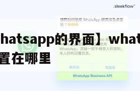 【whatsapp的界面】whatsapp设置在哪里